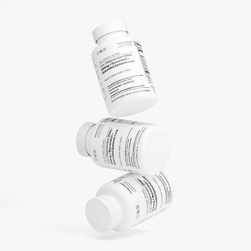 3-in-1 Regeneration NAD+ 500mg + Resveratrol + Quercetin Capsules