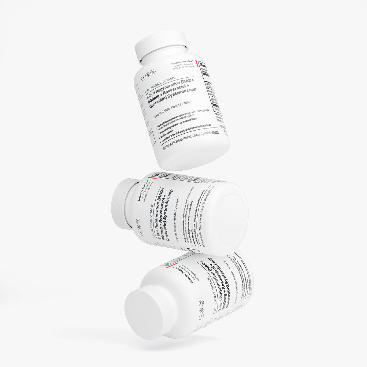 3-in-1 Regeneration NAD+ 500mg + Resveratrol + Quercetin Capsules