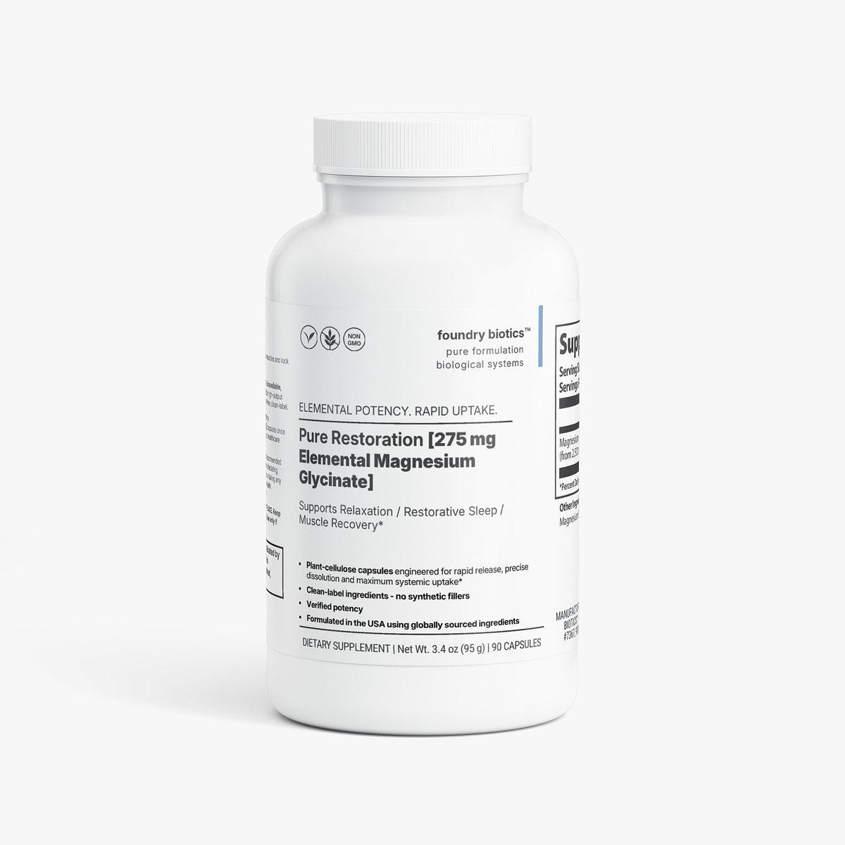 Pure Restoration 275mg Elemental Magnesium Glycinate Capsules