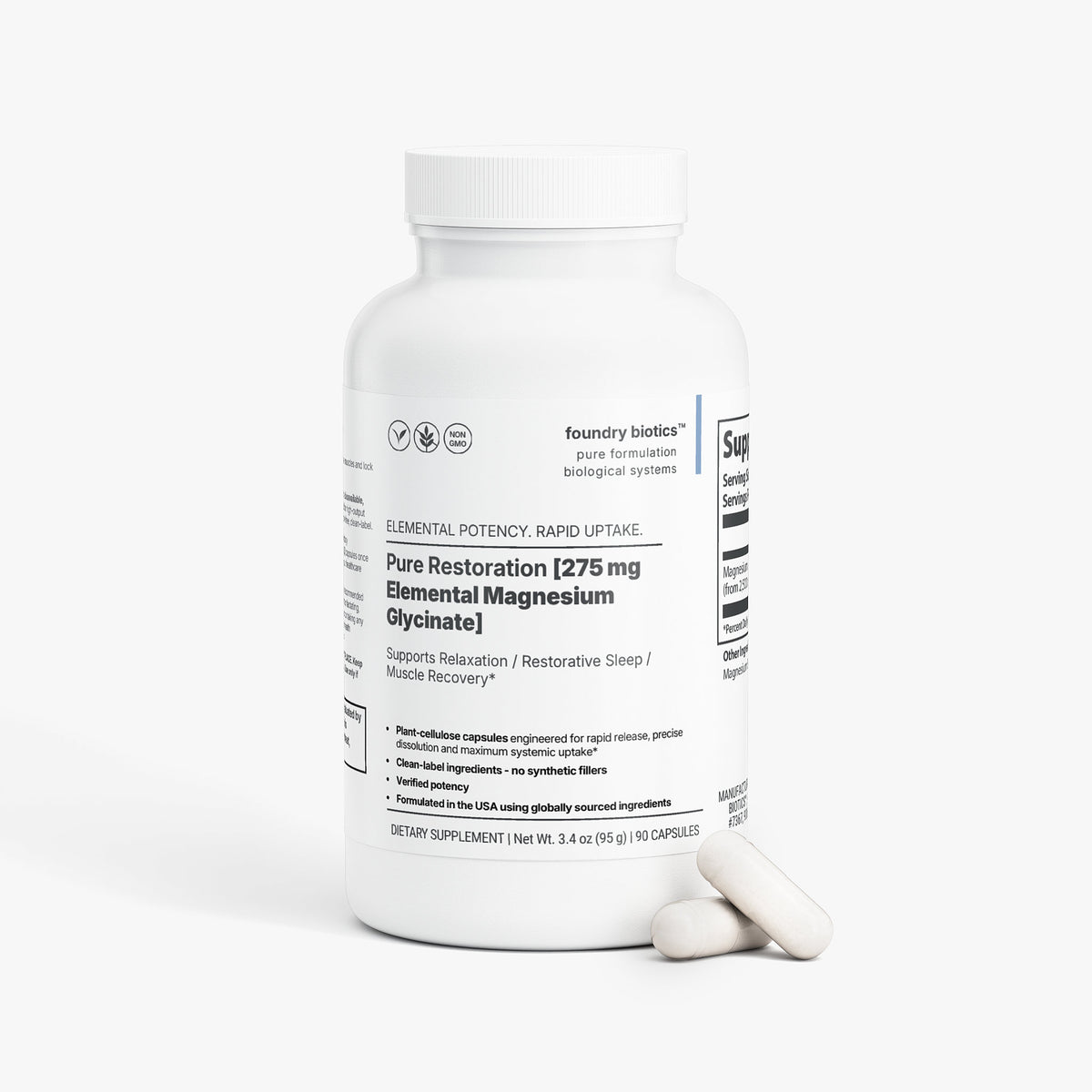 Pure Restoration 275mg Elemental Magnesium Glycinate Capsules